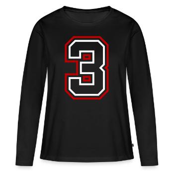 3 Numéro de numéro - T-shirt manches longues Premium bio Femme - noir - Devant - Julia (174cm)