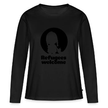Refugees welcome - T-shirt manches longues Premium bio Femme - noir - Devant - Julia (174cm)