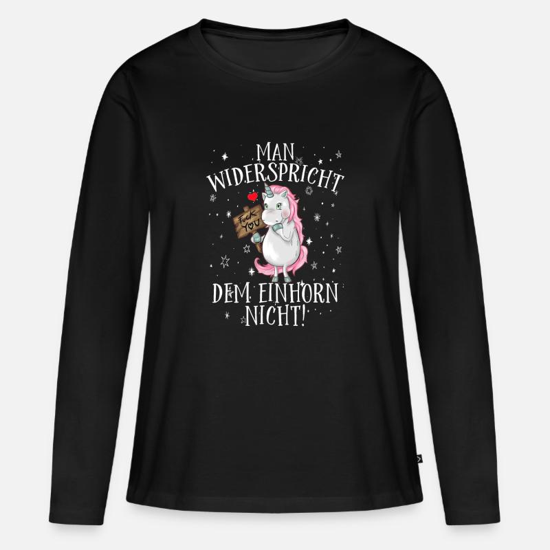 Einhorn Einhörner Unicorns Widersprechen Geschenk - Frauen Premium Bio Langarmshirt - Schwarz