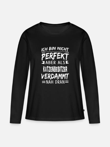 KATZENBESITZER - Frauen Premium Bio Langarmshirt - Schwarz