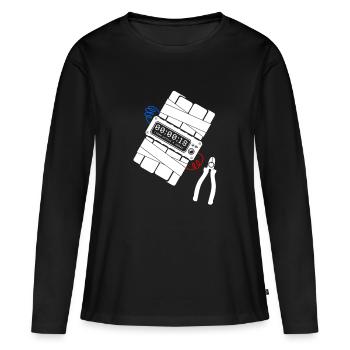 Bombe - Zange - Draht - blau & rot - Frauen Premium Bio Langarmshirt - Schwarz - Vorne - Julia (174cm)