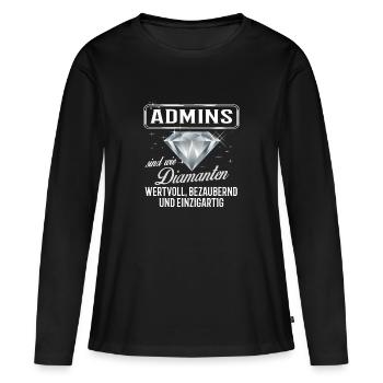 ADMINS - DM - Frauen Premium Bio Langarmshirt - Schwarz - Vorne - Julia (174cm)