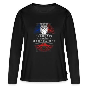 Racines Marocaines - T-shirt manches longues Premium bio Femme - noir - Devant - Julia (174cm)