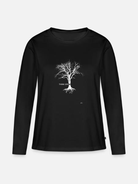 Think Green - Frauen Premium Bio Langarmshirt - Schwarz