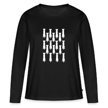 Hermine - T-shirt manches longues Premium bio Femme - noir - Devant - Julia (174cm)