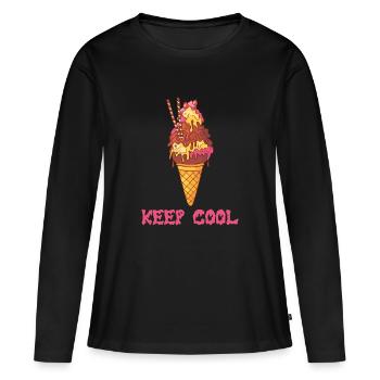 Crème glacée crème glacée crème glacée boule de glace crème glacée - T-shirt manches longues Premium bio Femme - noir - Devant - Julia (174cm)