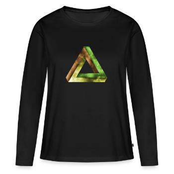 optische illusion geometrie - Frauen Premium Bio Langarmshirt - Schwarz - Vorne - Julia (174cm)