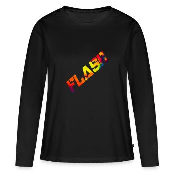 Flash - Women's Premium Organic Long Sleeve Shirt - black - Front - Julia (174cm)