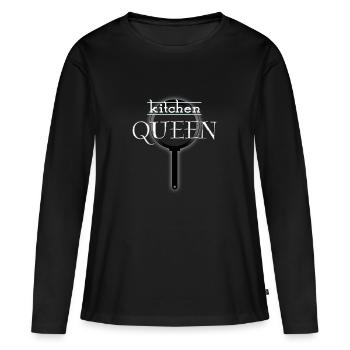 kitchen QUEEN - Women's Premium Organic Long Sleeve Shirt - black - Front - Julia (174cm)