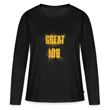Great Job - T-shirt manches longues Premium bio Femme - noir - Devant - Julia (174cm)