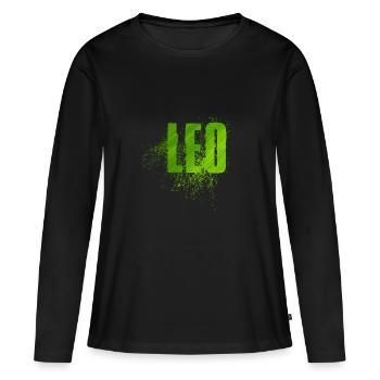 Leo - T-shirt manches longues Premium bio Femme - noir - Devant - Julia (174cm)