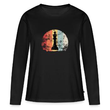 Jeu d'échecs Vintage Board Tower King Matt - T-shirt manches longues Premium bio Femme - noir - Devant - Julia (174cm)