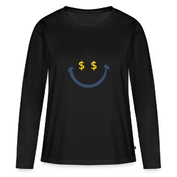 sourire dollar - T-shirt manches longues Premium bio Femme - noir - Devant - Julia (174cm)