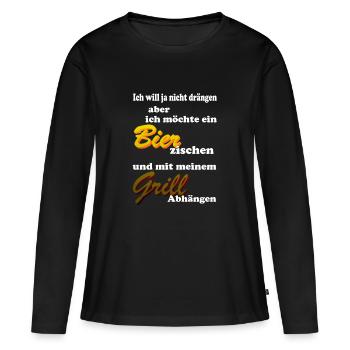 Bier Grill Griller Grillen - Frauen Premium Bio Langarmshirt - Schwarz - Vorne - Julia (174cm)