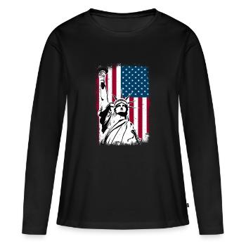 Freiheitsstatue Amerika - Frauen Premium Bio Langarmshirt - Schwarz - Vorne - Julia (174cm)