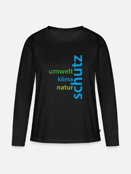 Klima-, Umwelt- und Naturschutz Schriftzug - Frauen Premium Bio Langarmshirt - Schwarz