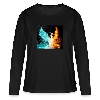 eau et feu - T-shirt manches longues Premium bio Femme - noir - Devant - Julia (174cm)