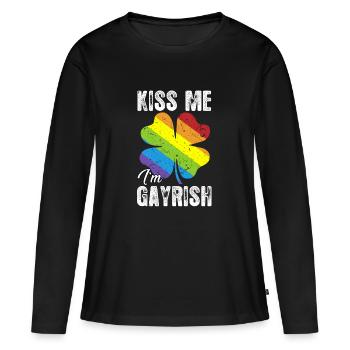 Embrasse-moi, je suis Gayrish - T-shirt manches longues Premium bio Femme - noir - Devant - Julia (174cm)