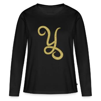 Alphabet Y - or, lettre, alphabet, monogramme - T-shirt manches longues Premium bio Femme - noir - Devant - Julia (174cm)