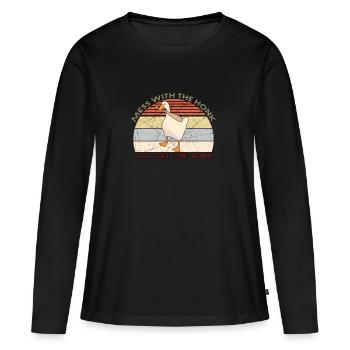 Gâchis avec le klaxon que vous obtenez le canard bonk - T-shirt manches longues Premium bio Femme - noir - Devant - Julia (174cm)