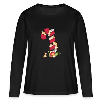 sucre d orge - T-shirt manches longues Premium bio Femme - noir - Devant - Julia (174cm)