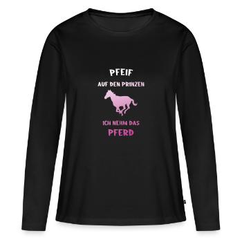 Lustiger Pferdespruch Reiterin Pferd - Frauen Premium Bio Langarmshirt - Schwarz - Vorne - Julia (174cm)
