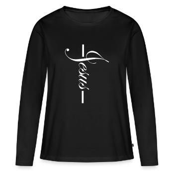 Jésus Église catholique évangélique chrétien - T-shirt manches longues Premium bio Femme - noir - Devant - Julia (174cm)