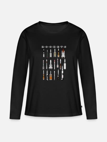 Super Space Raketen - Frauen Premium Bio Langarmshirt - Schwarz