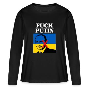 Ukraine Poutine - T-shirt manches longues Premium bio Femme - noir - Devant - Julia (174cm)