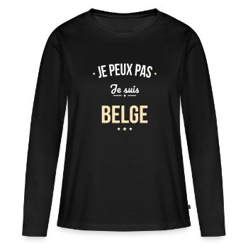 Je peux pas je suis Belge - T-shirt manches longues Premium bio Femme - noir - Devant - Julia (174cm)