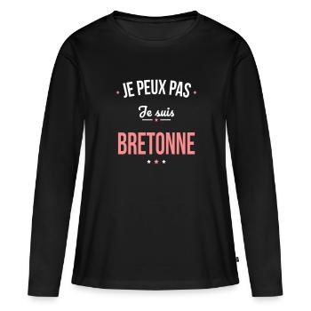 Je peux pas je suis Bretonne - T-shirt manches longues Premium bio Femme - noir - Devant - Julia (174cm)