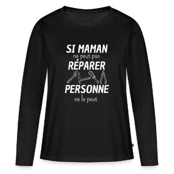 Vêtement humour sur les maman bricoleuse. - T-shirt manches longues Premium bio Femme - noir - Devant - Julia (174cm)