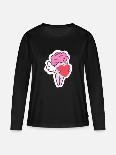Amor - Frauen Premium Bio Langarmshirt - Schwarz