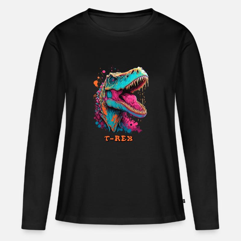 T-Rex - Frauen Premium Bio Langarmshirt - Schwarz