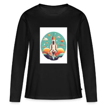 Rocket Launch - Frauen Premium Bio Langarmshirt - Schwarz - Vorne - Julia (174cm)
