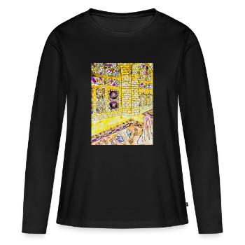 Prière du matin - T-shirt manches longues Premium bio Femme - noir - Devant - Julia (174cm)