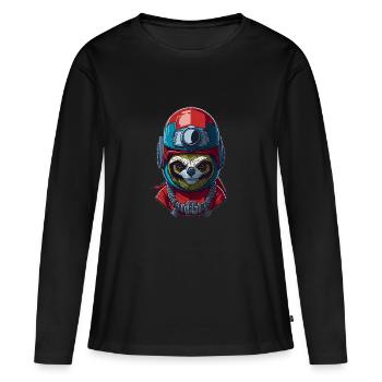 Mignon paresseux avec casque motard casque moto casque - T-shirt manches longues Premium bio Femme - noir - Devant - Julia (174cm)