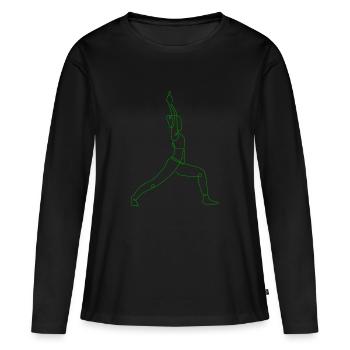 3 Sanchalanasana Yoga | 5th Green Flame - Women's Premium Organic Long Sleeve Shirt - black - Front - Julia (174cm)