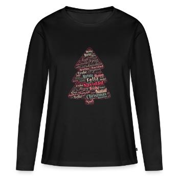 Weihnachten Geschenkidee - Frauen Premium Bio Langarmshirt - Schwarz - Vorne - Julia (174cm)
