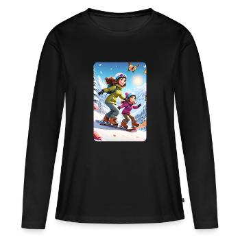 personalisiertes Design-Muttergeschenk - Frauen Premium Bio Langarmshirt - Schwarz - Vorne - Julia (174cm)