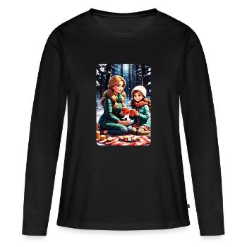 personalized design mother's gift - Women's Premium Organic Long Sleeve Shirt - black - Front - Julia (174cm)