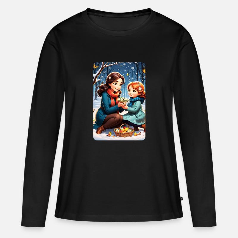 personalisiertes Design-Muttergeschenk - Frauen Premium Bio Langarmshirt - Schwarz