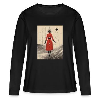 Collage de souffle de neige - T-shirt manches longues Premium bio Femme - noir - Devant - Julia (174cm)