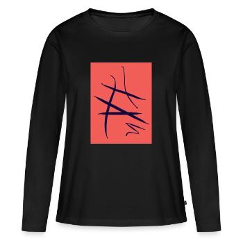 Abstraction africaine indigène en bleu rouge - T-shirt manches longues Premium bio Femme - noir - Devant - Julia (174cm)