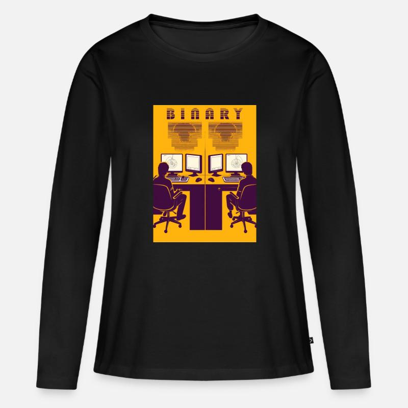 Binary - Frauen Premium Bio Langarmshirt - Schwarz