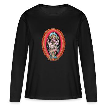 Ganesha - T-shirt manches longues Premium bio Femme - noir - Devant - Julia (174cm)