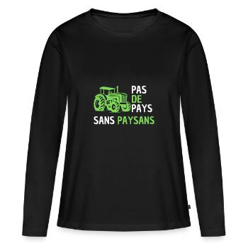 Pas De Pays Sans Paysans Jaune - T-shirt manches longues Premium bio Femme - noir - Devant - Julia (174cm)