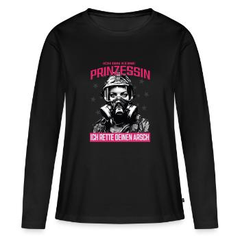 Firefighter Princess T-Shirt - Women's Premium Organic Long Sleeve Shirt - black - Front - Julia (174cm)