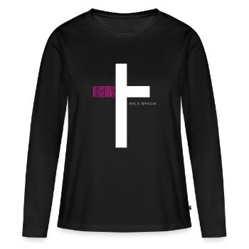 Vergebung Front - Frauen Premium Bio Langarmshirt - Schwarz - Vorne - Julia (174cm)