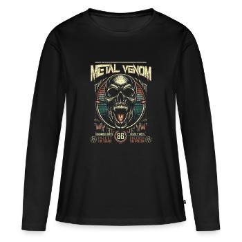 Venomeux Métal Menaçant Crâne Vieux Noir Amant - T-shirt manches longues Premium bio Femme - noir - Devant - Julia (174cm)